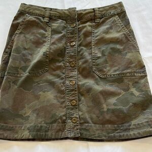 Anthropologie Green and Brown A-Line Cargo Skirt